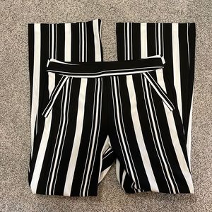 Inc. Black/White Stripe Wide Leg Pants